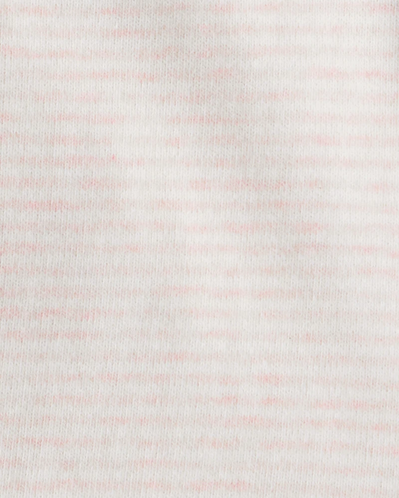 Baby Girl Striped Flutter-Sleeve Long-Sleeve Top - Pink/Cream