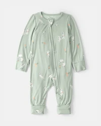 Baby Bunny 2-Way Zip PurelySoft Sleeper - Green