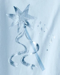 Toddler Girl Metallic Princess Wand Long-Sleeve  Graphic Tee - Blue