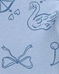 Toddler Girl Bow Icon Long-Sleeve Knit Dress - Blue