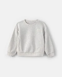 Toddler Girl 'Let's Play' Fleece Pullover Sweatshirt - Grey