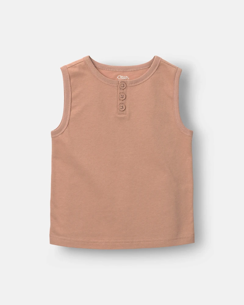 Toddler Boy Henley Tank - Tan