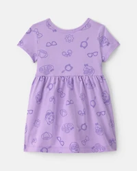 Baby Girl Blippi Short-Sleeve Dress – Lavender