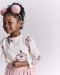 Toddler Girl Holiday Squish Character Long-Sleeve Graphic Tee - Ivory