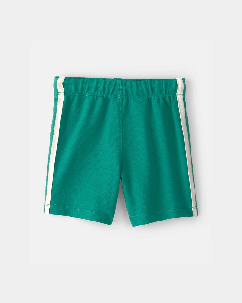 Toddler Boy Striped French Terry Shorts - Green/Ivory