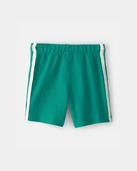 Toddler Boy Striped French Terry Shorts - Green/Ivory