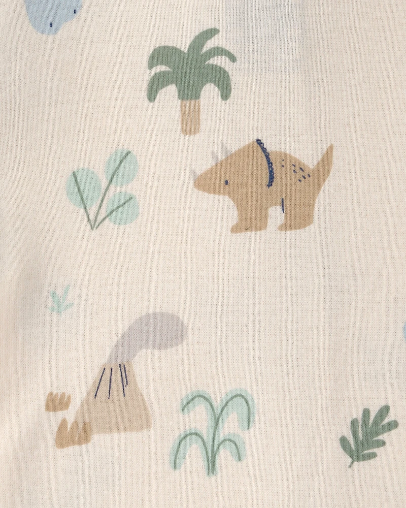 Baby 2-Pack Dinosaur Striped Snug Fit 1-Piece Pyjama Set - Green/Cream