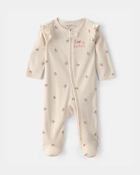 Baby Girl Sister' Cotton 2-Way Zip Sleeper - Ivory