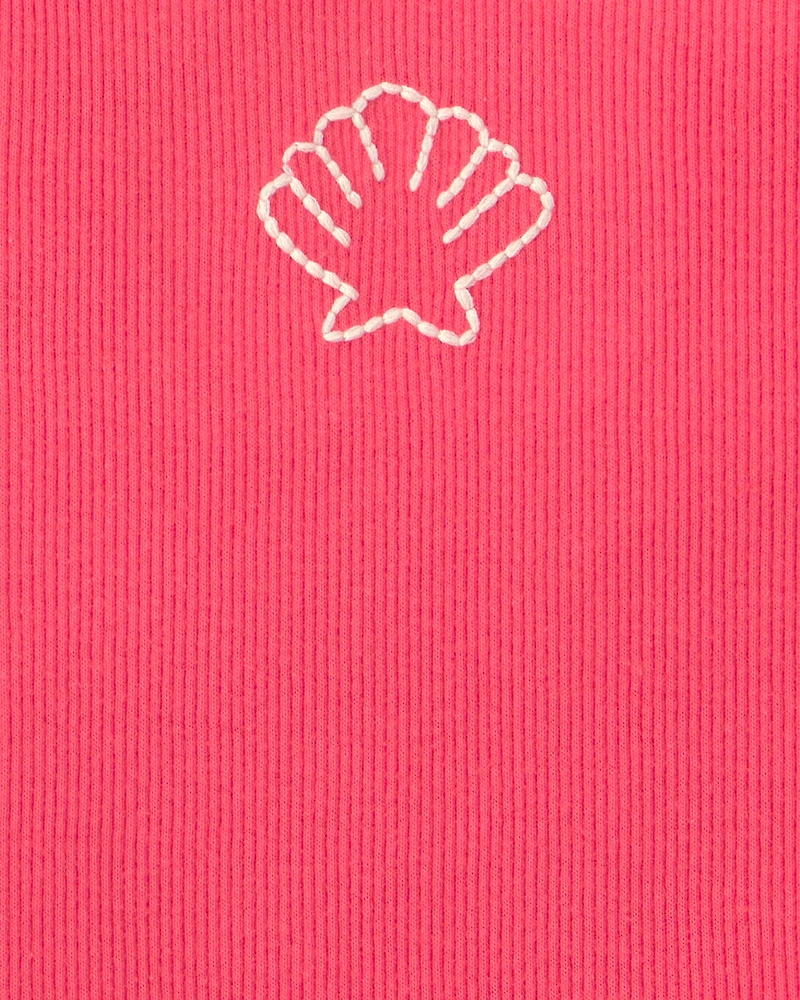 Baby Girl Shell Ribbed Tank Top - Orange
