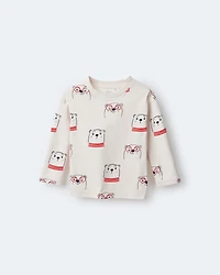 Toddler Otter Print Long-Sleeve Relaxed Graphic Tee - Cream