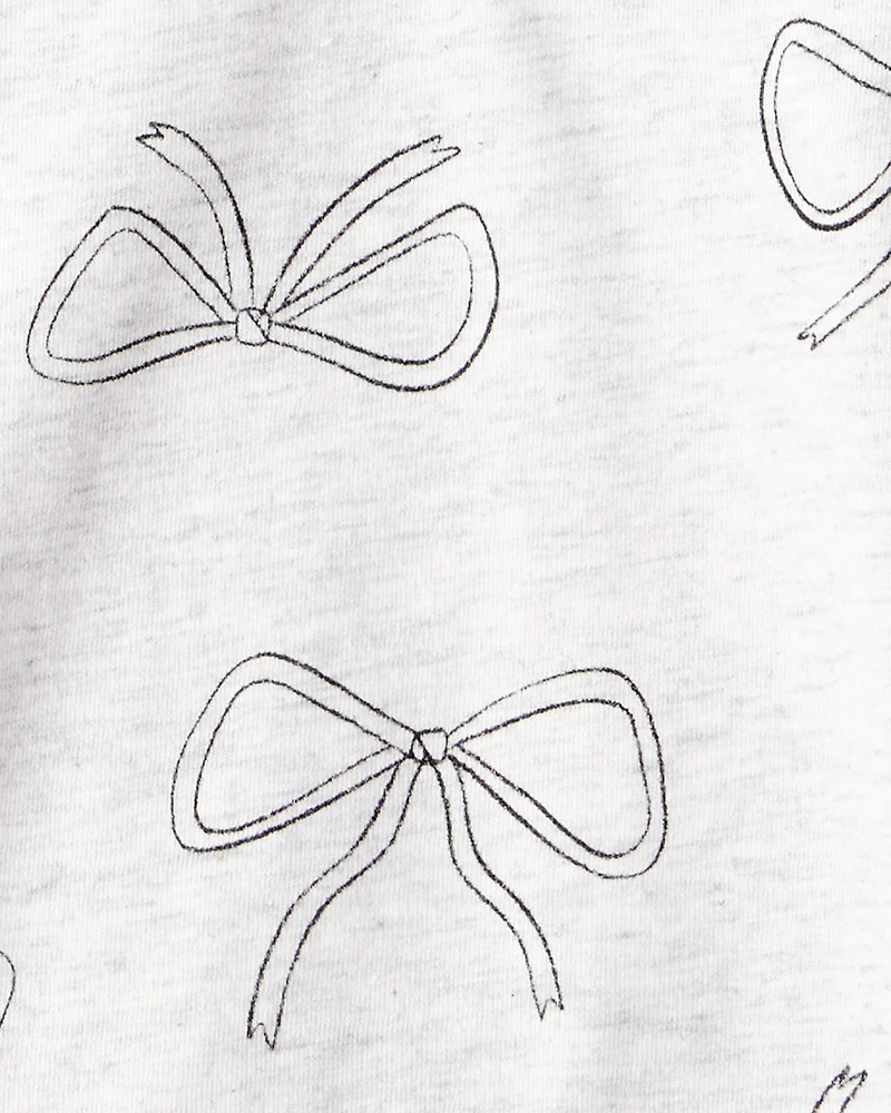 Girls Bow Print Long-Sleeve Top - Grey