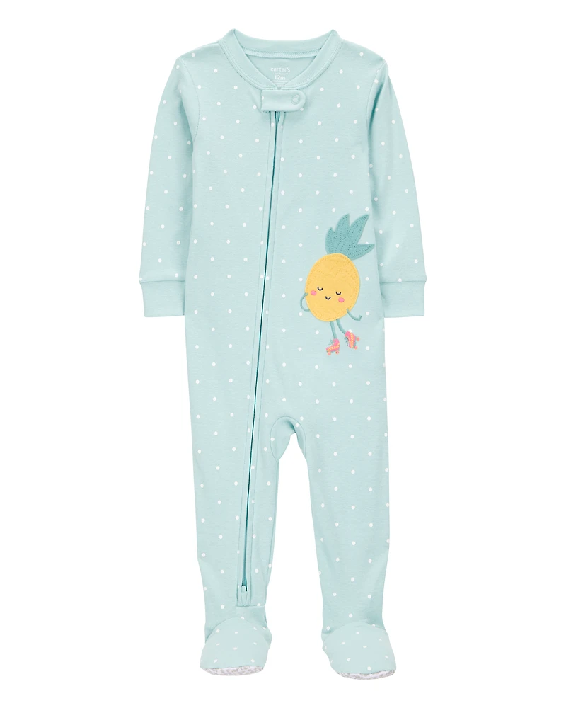 Baby Girl 1-Piece Pineapple 100% Snug Fit Cotton Footie Pyjamas
