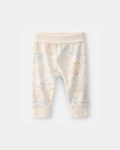 Baby Animal Friends Terry Pants - Cream