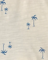Baby Boy 2-Piece Palm Tree Polo & Short Set - Blue/Ivory