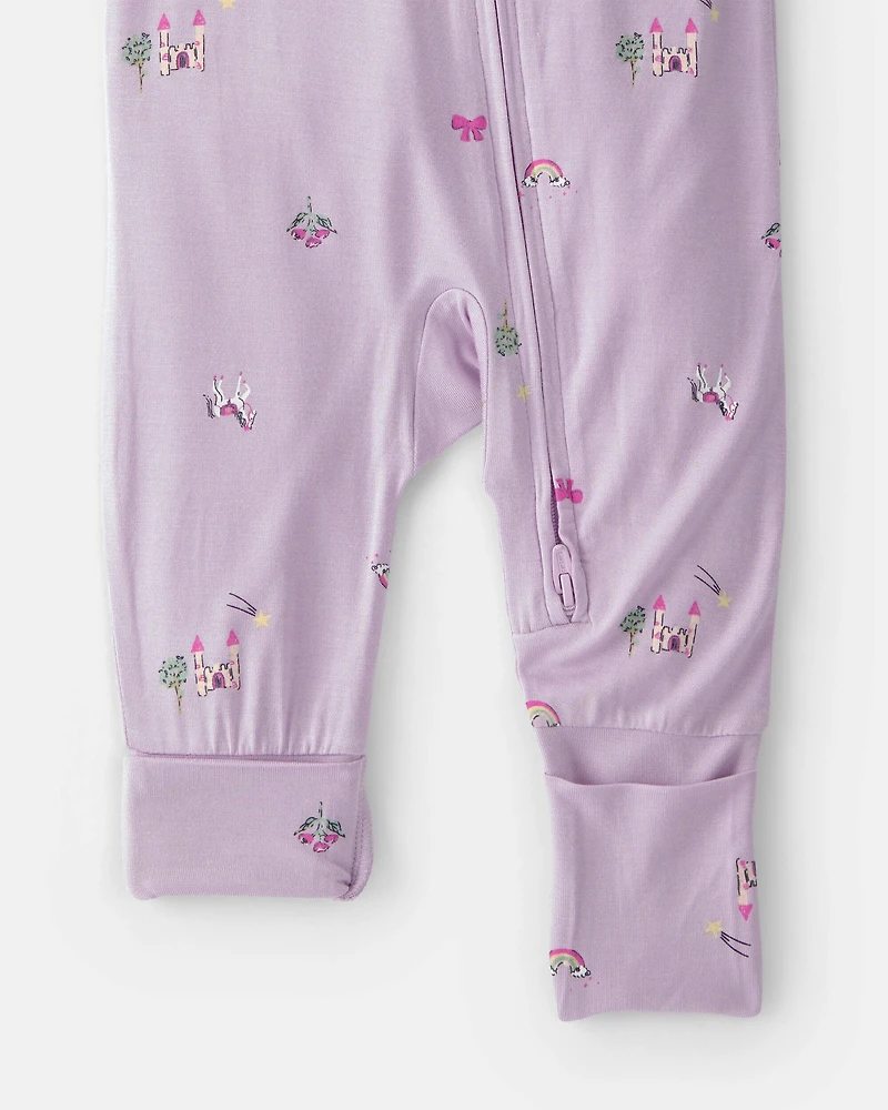 Baby Girl Fairytale 2-Way Zip PurelySoft Sleeper - Purple