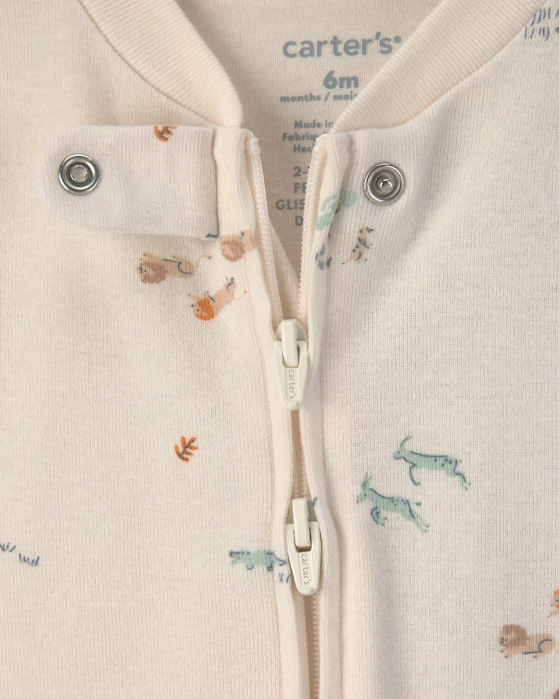 Baby Boy 2-Pack Safari Snug Fit Sleepers - Blue/Ivory