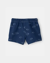 Baby Boy Fish French Terry Shorts - Blue