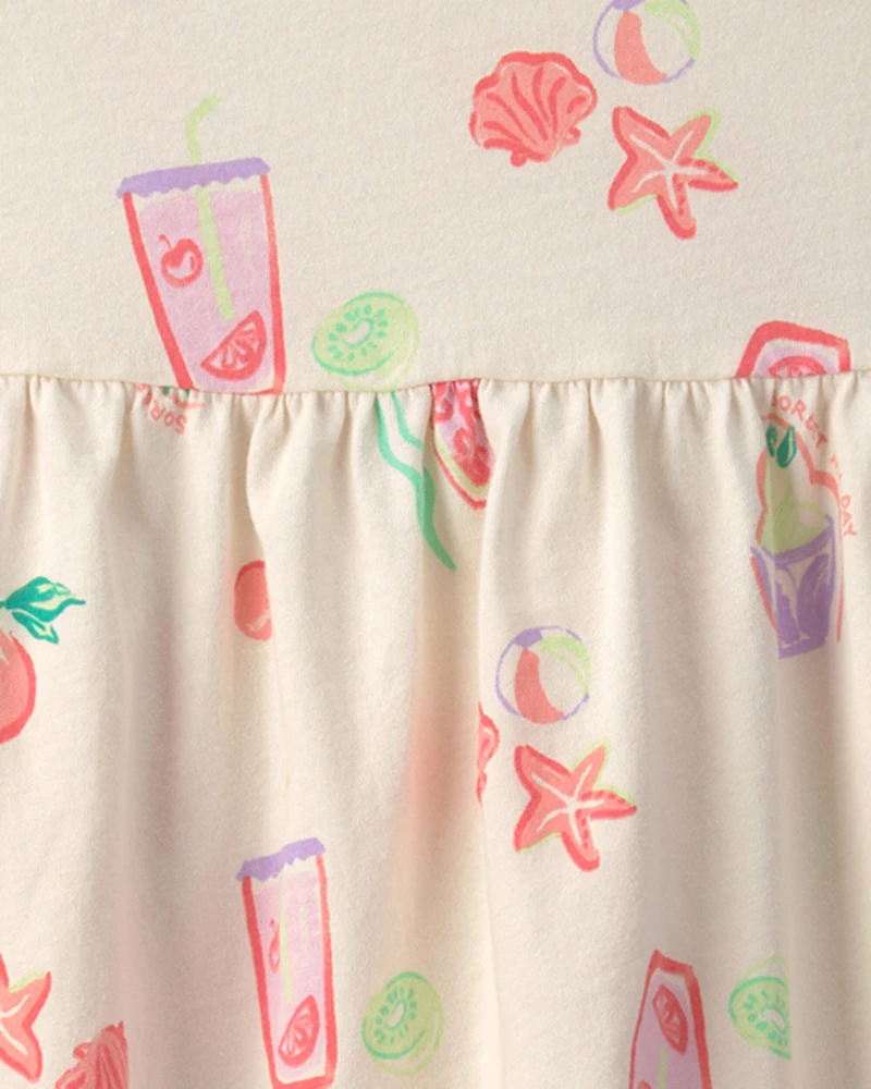 Toddler Girl Summer Sleeveless Dress - Cream