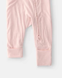Baby Girl 2-Way Zip PurelySoft Sleeper - Light Pink
