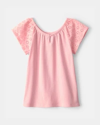 Girls Eyelet Top - Pink