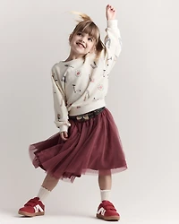 Toddler Girl Avenue Twirl™ Midi Skirt with Tulle - Burgundy