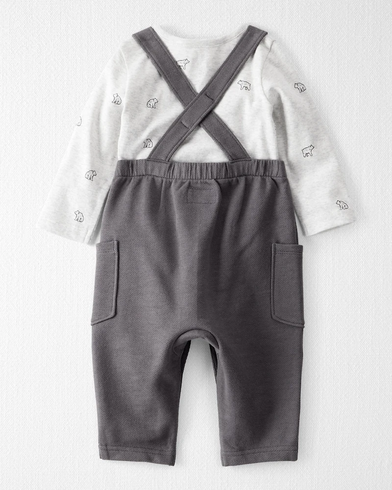 Baby 2-Piece Organic Cotton Overall Set Bear Print