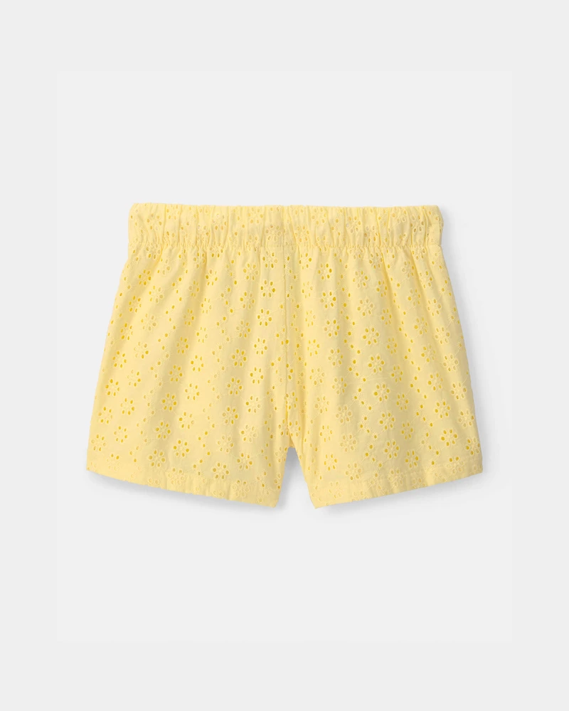 Girls Eyelet Shorts - Yellow