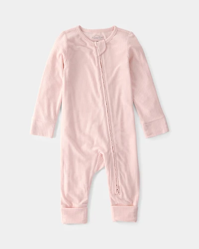 Baby Girl 2-Way Zip PurelySoft Sleeper - Light Pink