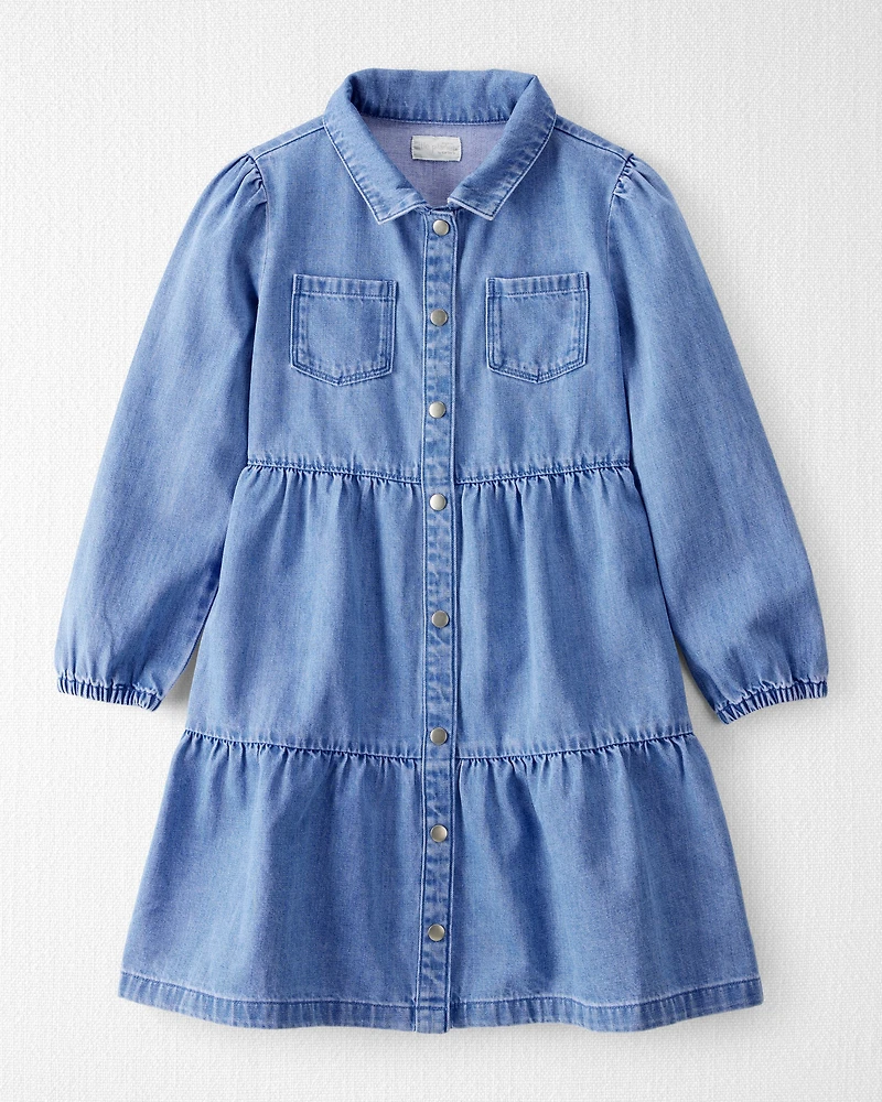 Girls Organic Cotton Chambray Dress