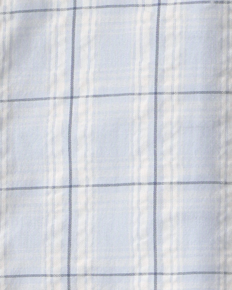 Baby Boy 2-Piece Plaid Shirt & Pant Set - Blue