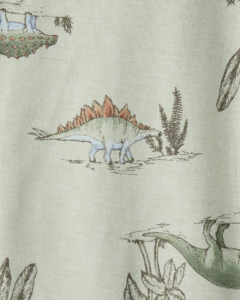 Baby Boy 2-Pack Dinosaur Print PurelySoft Long-Sleeve Multipack Bodysuits - Green