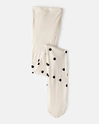 Girls Polka Dot Tights - Cream
