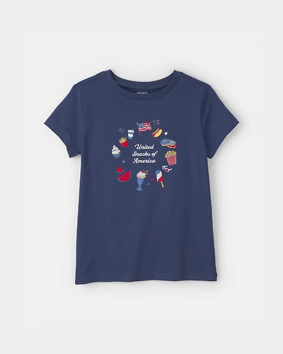 Girls 'United Snacks of America' Graphic Tee - Navy Blue