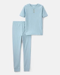 Boys Rib Snug Fit 2-Piece Pyjama Set - Blue
