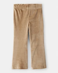 Toddler Girl Bear Velour Hoodie & Pant Set - Brown