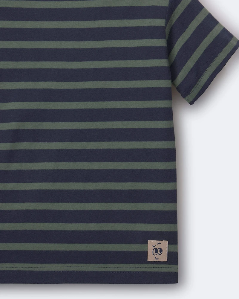Toddler Boy Relaxed Tee Stripes - Navy/Beige