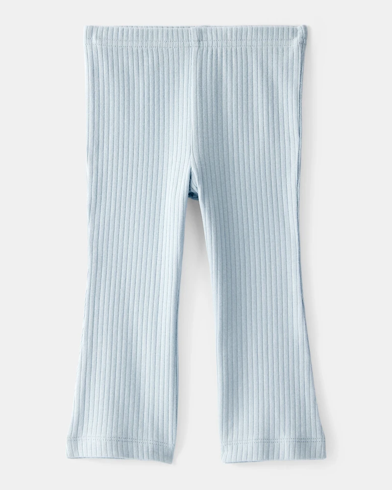 Baby Girl Flare Pull-On Stretch Rib Leggings - Blue