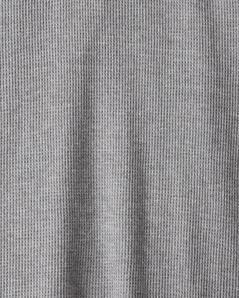 Boys Stripe Thermal Long-Sleeve Henley T-Shirt - Grey