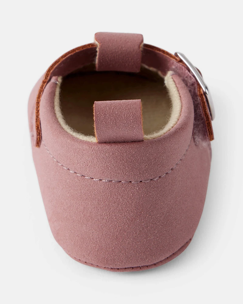 Baby Girl Scallop Edge Buckle Shoes - Pink