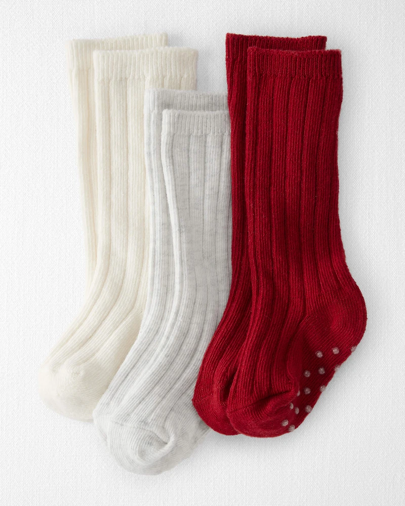 Baby Girl 3-Pack Organic Cotton Knee High Socks
