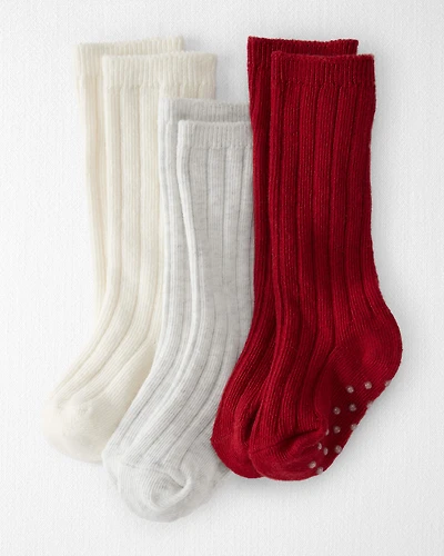 Baby Girl 3-Pack Organic Cotton Knee High Socks