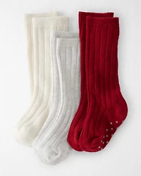 Baby Girl 3-Pack Organic Cotton Knee High Socks