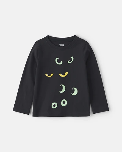 Toddler Halloween Eyes Long-Sleeve Graphic Tee - Black