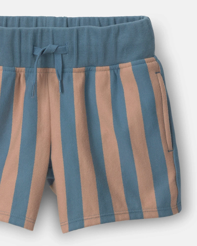 Toddler Boy Long-Line Short Stripes - Slate/Brown