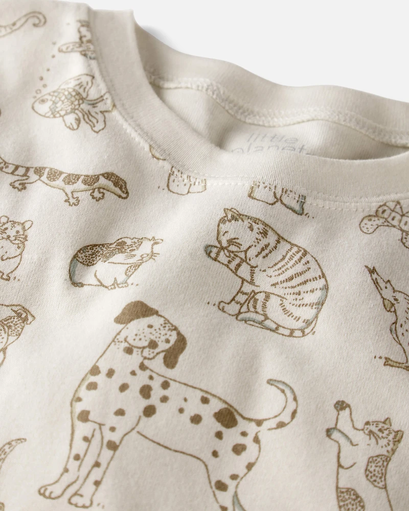 Kid Pet Print Organic Cotton 2-Piece Pyjamas