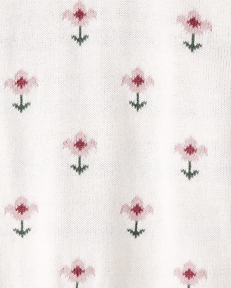 Toddler Girl Organic Cotton Knit Sweater Wildflower Print