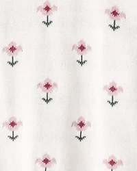 Toddler Girl Organic Cotton Knit Sweater Wildflower Print