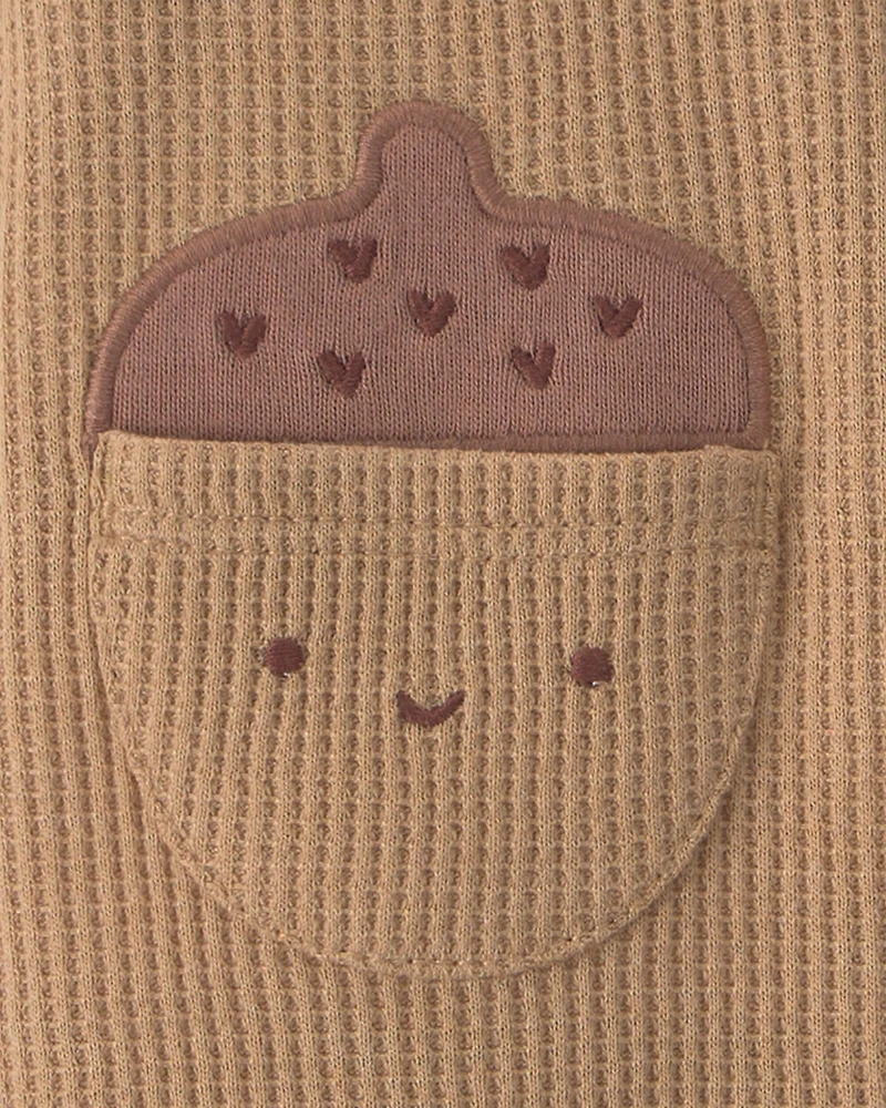 Baby Boy 2-Piece Thanksgiving Thermal Long-Sleeve Overall Set - Brown