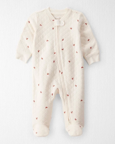 Baby Quilted Bow Print Sleep & Play Made with Organic Cotton