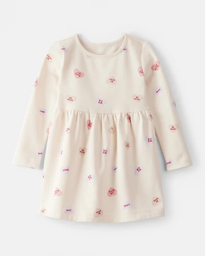 Toddler Girl Valentine's Day Heart Dress - Ivory